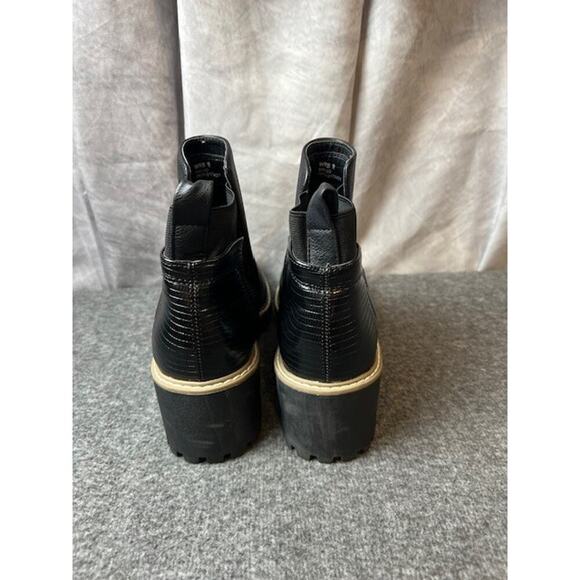 Dolce Vita Womens 9 Black Rango Wedge Lug Sole Faux Leather Boots Moto Goth - Picture 4 of 10